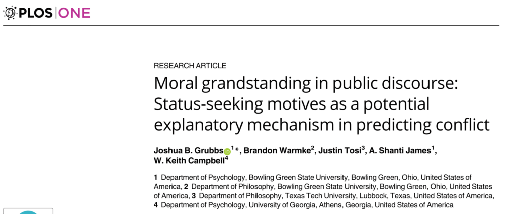 Moral grandstanding in public discourse - Grubbs (2019)