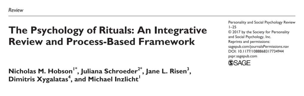 the psychology of rituals research paper free pdf by hobson and dimitris xygalatas