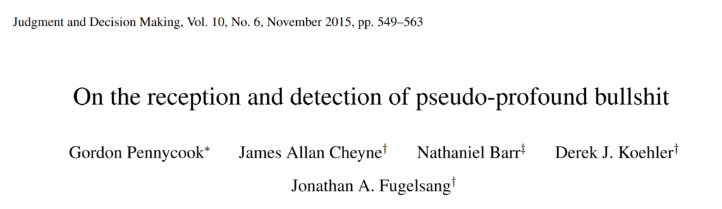 Pseudo profound bullshit free pdf research paper