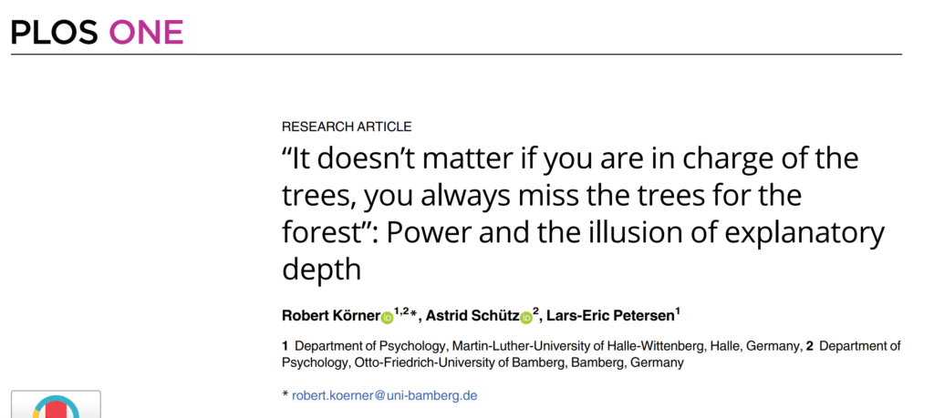 Power and the illusion of explanatory depth by robert korner free pdf research paper