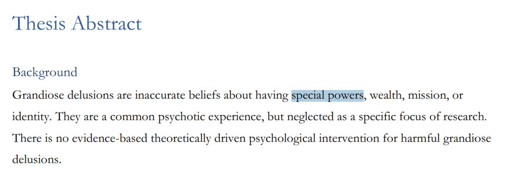 Grandiose delusion definition