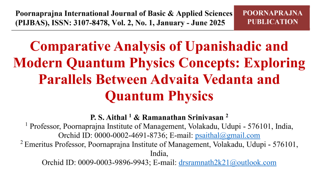 Comparative analysis of upanishadic and modern quantum physics concepts p s aithal ramanathan Srinivasan free pdf download