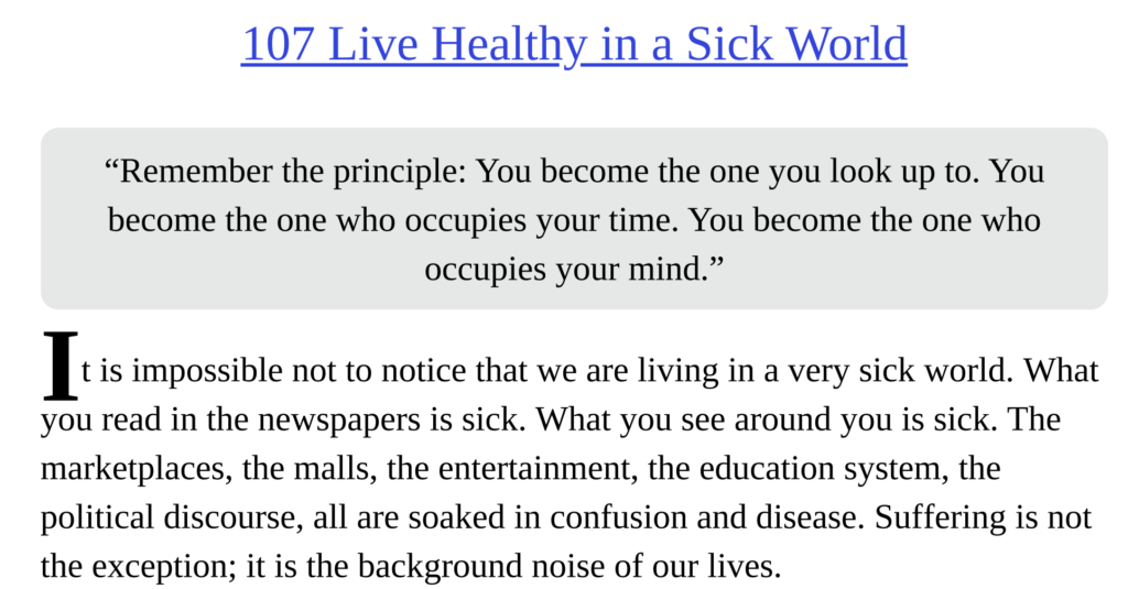 Fake Acharya Prashant excerpt from Truth without apology where is says that the world is sick. A perfect cynical hostile worldview.