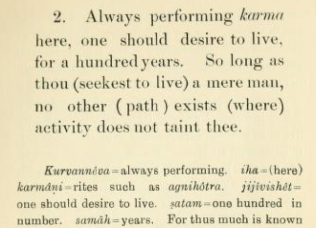 Ishavasya Upanishad verse 2 with shankarbhashya in english